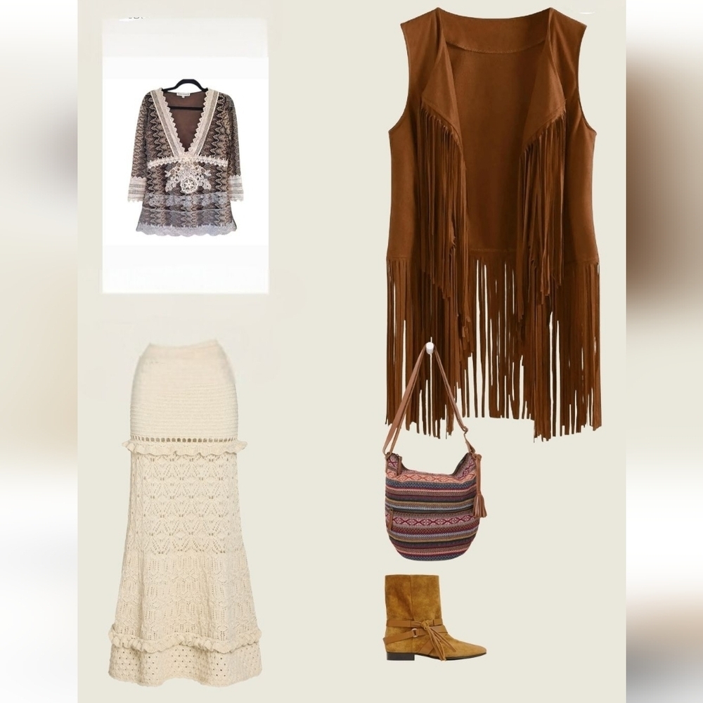 Passion Concept Brown and Cream Lace Tunic Blouse with V-Neck and 3/4 Sleeves - Picture 12 of 14